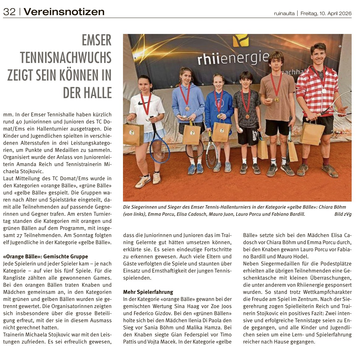 Bericht über das Juniorenturnier